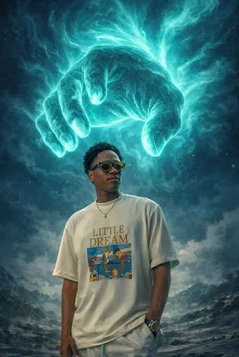 Young Man & Glowing Hand  Ethereal Portrait Edit