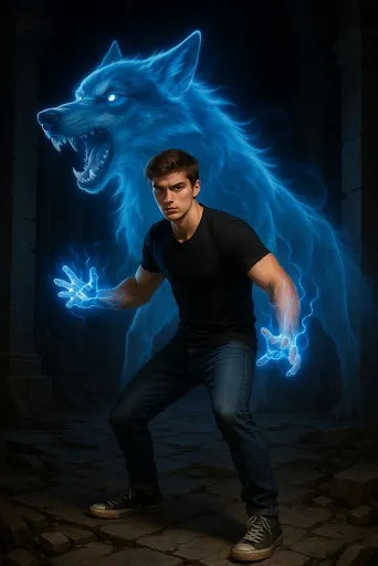 Blue Wolf Spirit & Energy Magic  Young Sorcerer