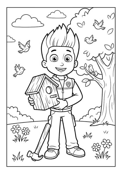 Ryder Building a Birdhouse coloring pages