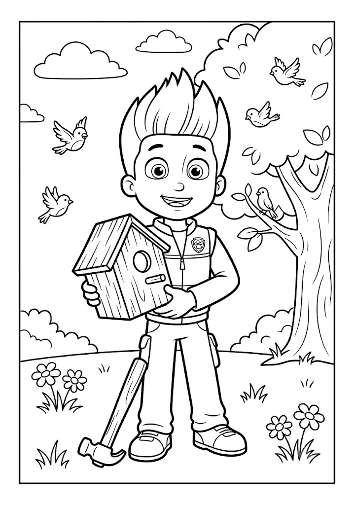 Ryder Building a Birdhouse coloring pages