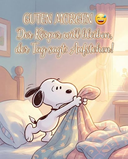 Guten Morgen Snoopy Bilder optimistisch auf dem Weg