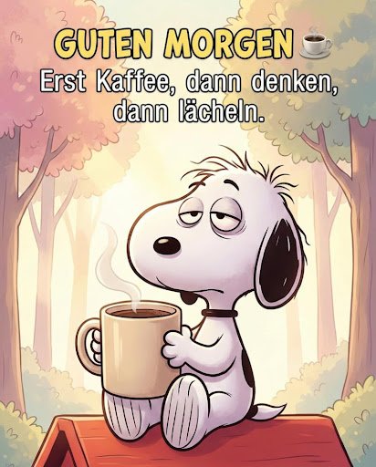 Guten Morgen Snoopy Bilder Kopf voll und viele Notizen
