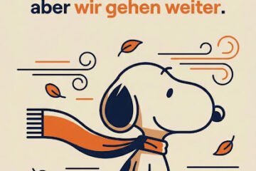 Guten Morgen Snoopy Bilder bei starkem Wind im Herbst