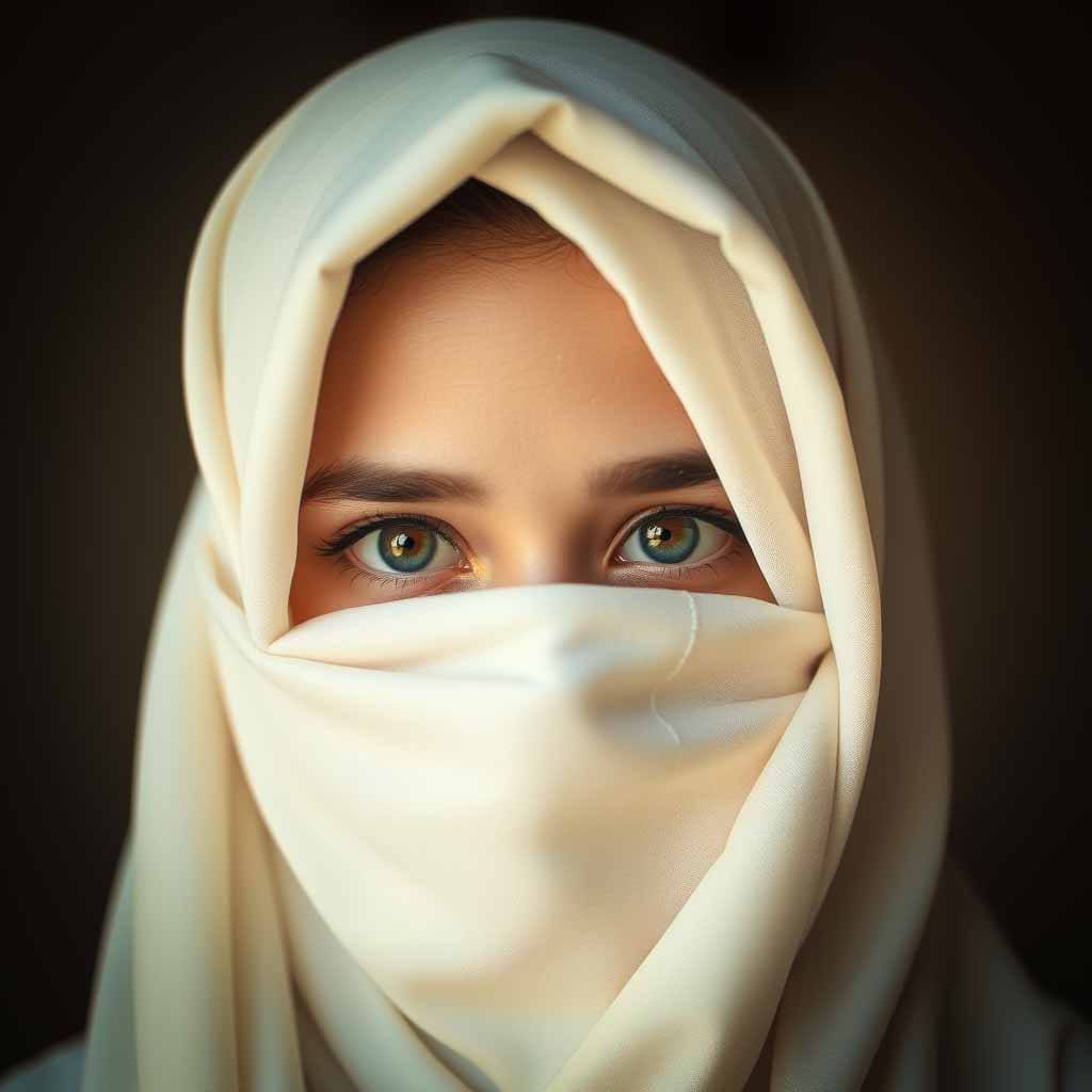 sad hijab girl eyes dp alone​