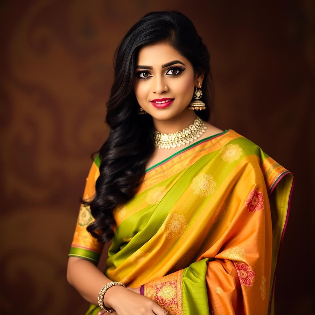 single photo pose for girl in saree​