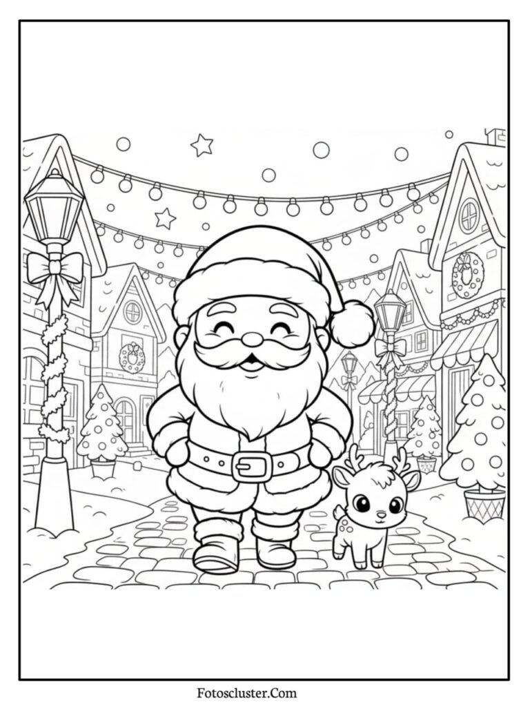 santa riding sleigh in snowy night