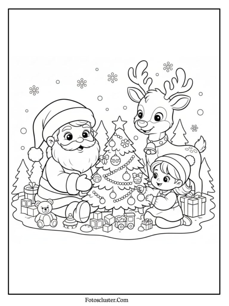 santa’s workshop christmas illustration