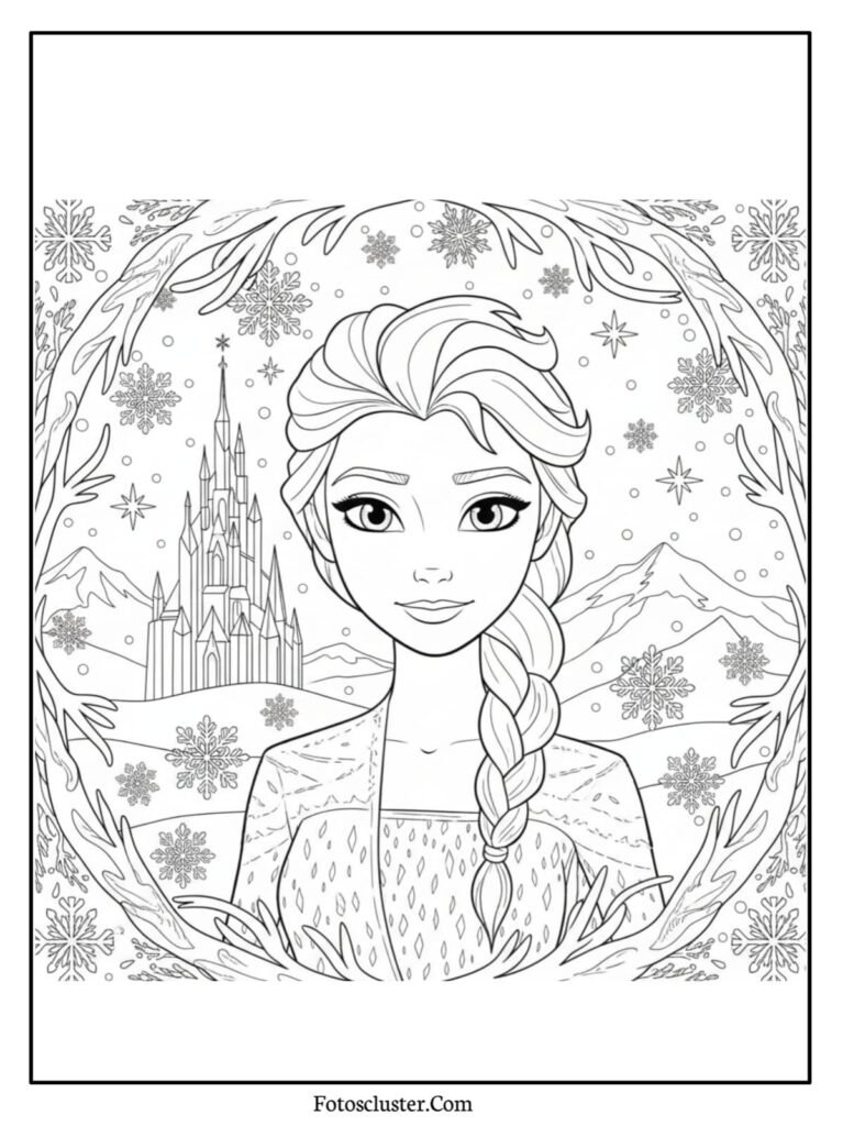 Cute chibi Elsa coloring sheet