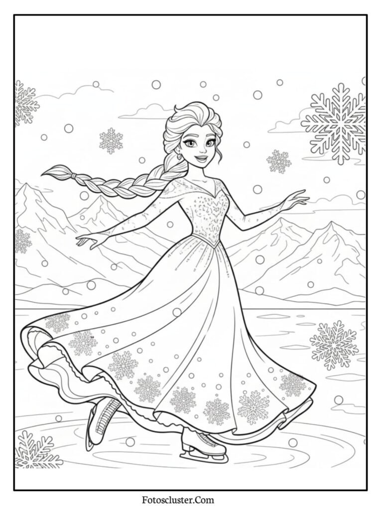 Elsa and Olaf happy moment coloring page