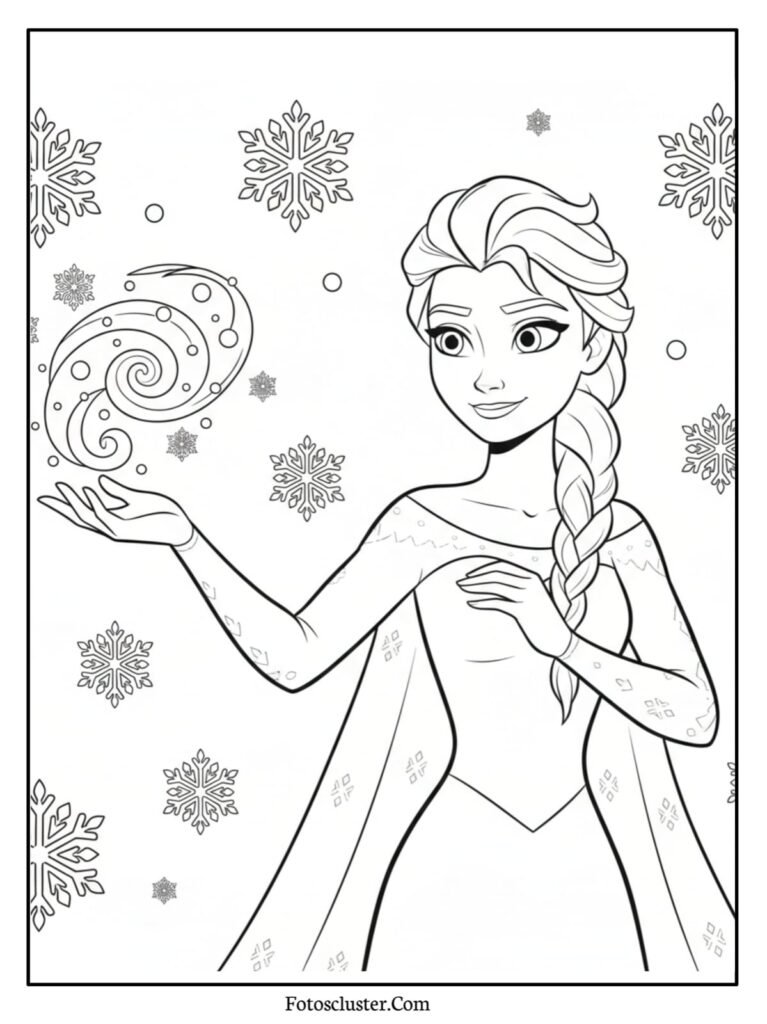 Elsa in winter dress coloring page