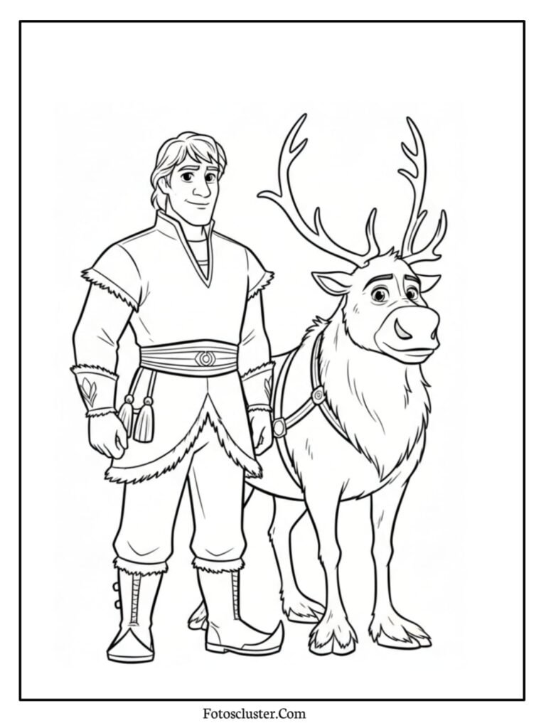 Sven the reindeer coloring page