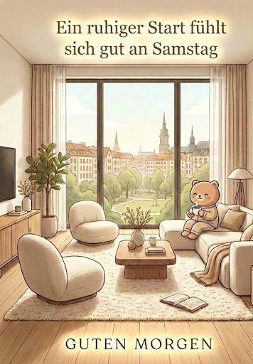 Ein Bär genießt den ruhigen Morgenblick, passend für entspannte guten morgen samstag bilder Posts