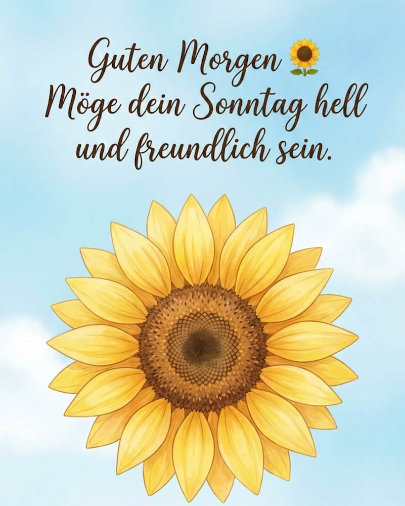 Helle Guten Morgen Sonntag Bilder mit einer großen Sonnenblume